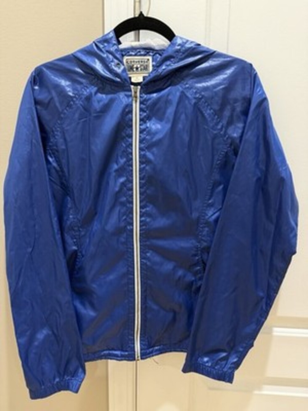 Converse One Star Royal Blue Lightweight Hooded Windbreaker Jacket Womens Size M